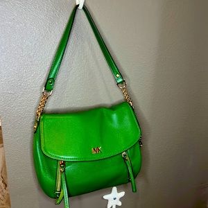 Coach purse and wallet in a plush green leather